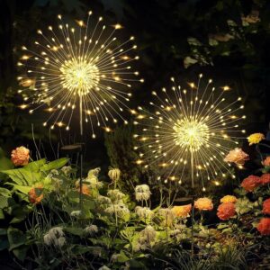 GIGALUMI Photo voltaic Backyard Lights – 120 LED Ornamental Out of doors Lighting, 2-Pack for Fairy Gardens, Pathways, Flowerbeds, Planters, and Balconies